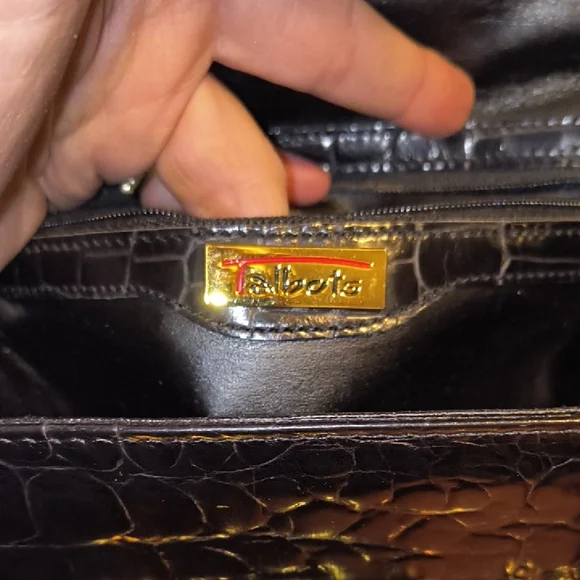Vintage TALBOTS Black/Gold Crocodile Embossed Crossbody Bag NICE - Picture 13 of 15